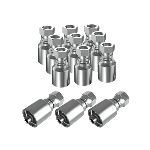 Image of 12PCS 1 /4 inch JIC 37 Female Hydraulic Hose Fittings, Hydraulic Hose Crimp Fitting Ends for Air Hose Repair Kit