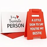 Bestie Gifts for Her, Cute “I Love You Bestie” Mini Sign Gift Set, Birthday Christmas Gift from Best Friend, Red Envelope & Card Included