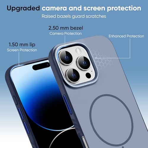Image of KARWAN Slim Shockproof Back Case Cover Compatible with iPhone 16 Pro,Dual Layer Armor Protection with Matt Finish, Heavy Duty Cover with Magnetic MagEase Wireless Charging (Blue)