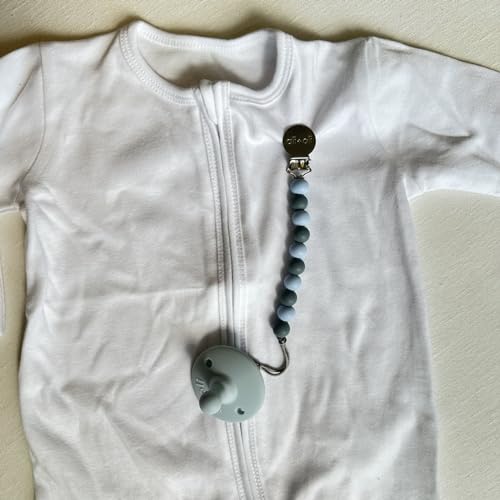 Image of Ali+Oli Silicone Pacifier Clip for Baby (Thin Iron) 100% Food-Grade BPA Free Newborn Pacifier Holder Infant Binky Clip for Baby Boy or Girl | Food-grade material, Keeps soothers within reach, Secure attachment, Lightweight, Everyday use, Easy cleaning