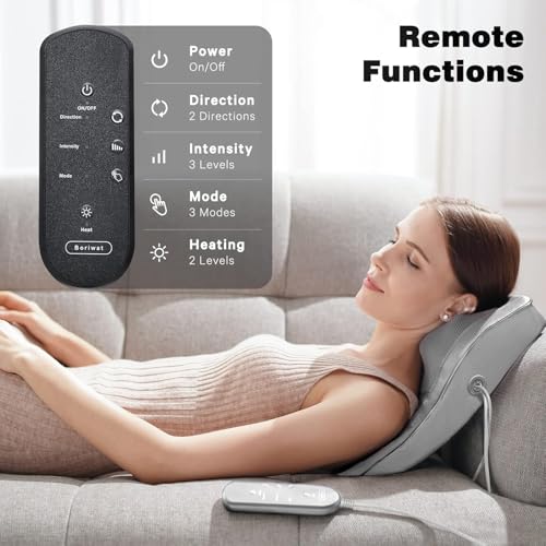 Image of Boriwat Neck and Shoulder Massager with Heat, Shiatsu Massage Pillow with 3D Deep Tissue Kneading for Back Legs Foot Body Pain Relief,at Home Office Car, for Mom & Dad
