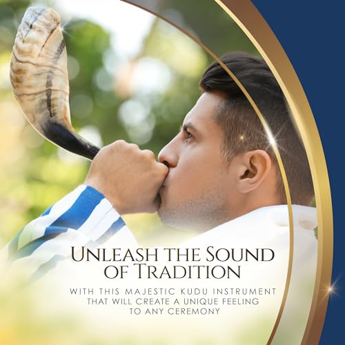 Shofar Horn Instrument – RAM Shofar Angels Musical Instrument – Half Polished/Natural (16-18, Full Set)