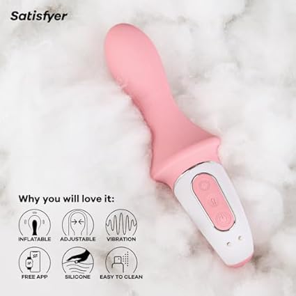 Satisfyer Air Pump Booty 5 vibrador anal para hombres y mujeres | Controlable mediante app | Juguete sexual hinchable | Material agradable a la piel | Juguete sexual recargable