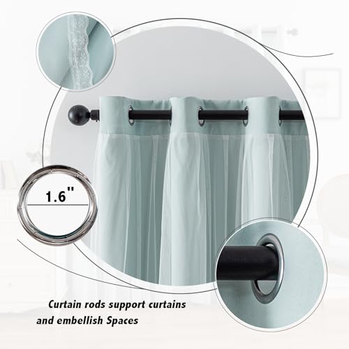 Image of Anytime Double Layer Blackout Curtains 2 Panels,52Wx90L,Light Blue