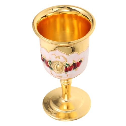 TOPPERFUN Cáliz Copas De Aleación De Zinc Con Diseño Incrustado Elegante Vaso Para Vino Licor Blanco Copa Tallo Decorativa Para Bar y Fiesta Patrón Floral Aleatorio Blanco Rojo