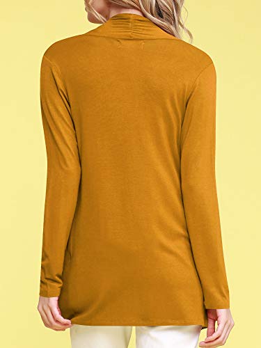 Image of Lock and Love Women's Draped Front Open Asymmetrical Cardigan - Casual Long Sleeve Lightweight Duster
