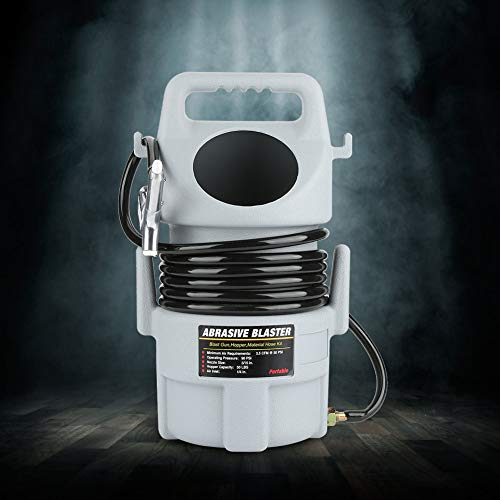 Portable Pneumatic Sand Blaster Kit Sandblasting 15ft Hose 50 lb. Hopper Aluminum Wear Resistant for Small Medium Sandblasting Operations