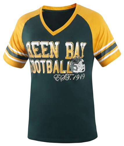 Simapak Womens Football Fans Athletic City Raglan T-Shirts - Green & Yellow (Size:S) — view 3