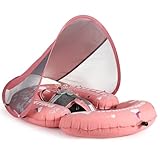 Mambobaby Float Self-Inflating Baby Pool Floats Hammock with Canopy, Compressible Folding Baby Floating Bed, Pool Floatie Lounger, Toddler Swim Float (Limited Edition Pink)