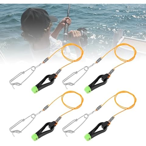 Conskyee 4PCS Power Grip Plus Line Release Clips, 25 Inch Leader with Snap Release Clip, Downrigger Release Clip Snap Weights for Planer Board, Outrigger Boat, Offshore, Kite, Lake, Trolling Fishing Cover