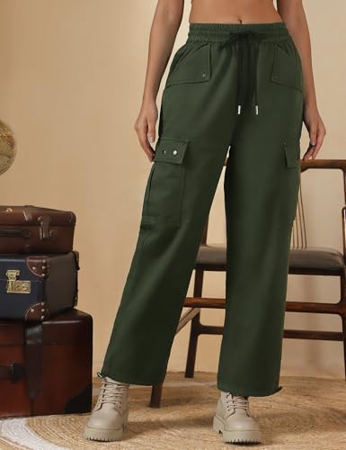 Image of FYLTR Women's Cargo Utility Trouser - 100% Cotton | Adjustable Hem | Drawstring Closure | Utility Pockets | Trousers for Women