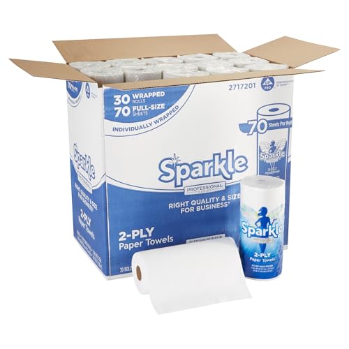 Sparkle Professional Series 2-Ply Perforated Kitchen Paper Towel Rolls by GP PRO (Georgia-Pacific), 2717201, 70 Sheets Per Roll, 30 Rolls Per Case