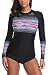 ATTRACO Women's Rash Guard Swimwear Long Sleeve Rash Guard Swimsuit UPF 50+ Large Black