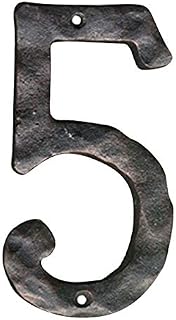 NACH, JS-RUSTICNUMBER Rustic Hammered Solid Cast Iron House Numbers, #5, Black, 5.5 Inches
