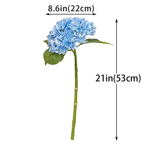 DUYONE 3PCS Artificial Flowers Large Hydrangeas Flowers Latex Bouquet for Wedding Bridal Office Home Party Decoration(Blue) - Image 4