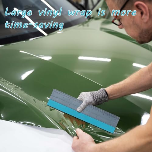 Image of Felt Squeegee, 1Pcs 12 Inch Vinyl Squeegee Tool Wallpaper Tools Window Tint Squeegees, Universal with 30CM Scale Ruler for Car Wallpaper Wrapping Smoothing Window Tint Film (Grey)