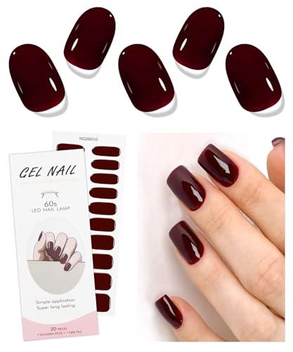 JMEOWIO Gel Semicurado de Pegatinas Vino Rojo Gel Semi-Curado Nail Art Stickers Decoración