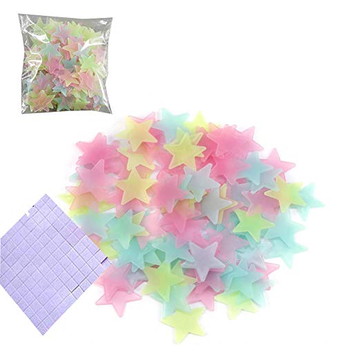 Glow in The Dark Stars for Ceiling 200 Pcs Kids Bedroom 3D Star Stickers Glow Stickers Bedroom Wall Ceiling Stickers Room Decals Wall Art Decorations