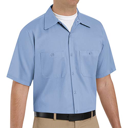 Red Kap mens Short Sleeve Wrinkle-Resistant Cotton Work Shirt Light Blue Large