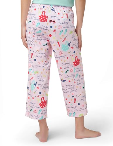 Image of HUE Women's Summer Vacation Pajama Separates, Soft, Whimsical Print Pjs with Tropical Beach Themes, Flip Flops, Cocktails