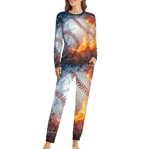 Pyjama femme manches longues vêtement de nuit confortable ensemble pantalon sleepwear imprimé