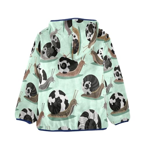 Snail Pattern Cow Print Toddler Fleece Jacket Girl Boys Hooded Fleece Jacket Coat Warm Outwear Zip-up 3-10T2