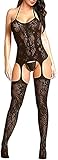 Bommi Fairy Women's Fishnet Chemise BobyStocking Babydoll Bodysuit Chemise Nightwear Perspective Lin