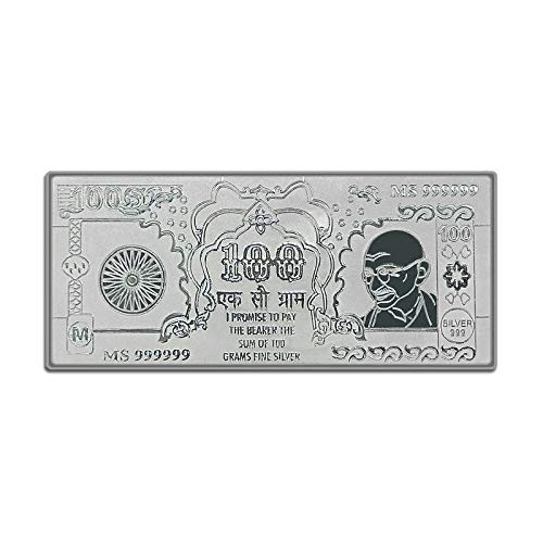 99.9% Pure Silver Currency Bar/Note (100 Grm)