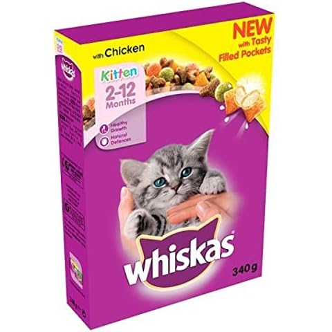 Whiskas Junior, Dry Food for Kittens (2-12 Months), with Chicken, 340g Cover