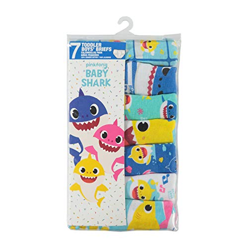 Baby Shark Baby Boys' 100% Combed Cotton Toddler Underwear Briefs in Sizes 18m, 2/3t, 4t, 4, 6, 83