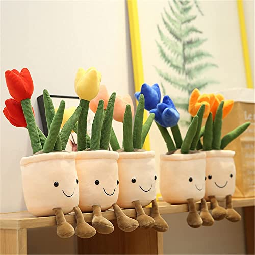 Mnsz Tulip Plush Toy, 13.7" Potted Plants Succulents Plush Toy, Cute Succulent Plushies,Plant Pillow,Tulip Decor, Flower Plush, Gifts Toy For Kids Boys Home Decoration Plant Plush Toys (Pink) #TOP3