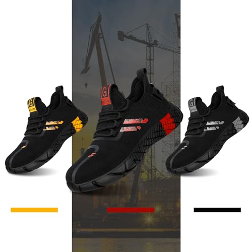 Image of Steel Toe Shoes for Men, Lightweight Safety Work Shoes, Breathable Puncture-Resistant Work Shoes for Warehouse, Factory and Light Construction