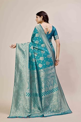 Image of Shasmi Women's Banarasi Saree Pure Kanjivaram Silk Saree Soft new ladies 2025 Design Wear Pattu Sarees Party Sari collections With Blouse Piece for Wedding sadi (PARI-218)