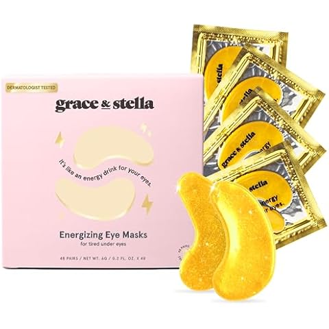 grace & stella Under Eye Mask (Gold, 48 Pairs) Eye Patch, Under Eye Patches for Dark Circles and Puffiness Undereye Bags, Wrinkles - Gel Under Eye Patches - Small Gifts - Vegan Cruelty-Free Self Care Cover