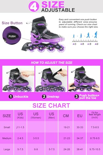 MGYZM Inliner für Kinder, größenverstellbare Inline Skates für Kinder, Erwachsene Mädchen und...