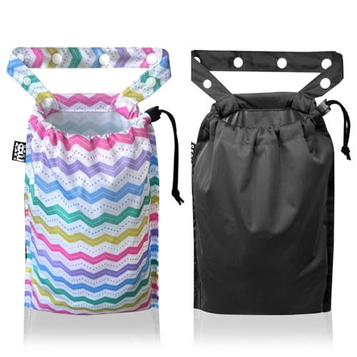 Image of 2 Pack Leakproof Car Trash Bags Detachable Waterproof Garbage Bags with Drawstring Hanging Organizer for Back Seat & Travel Black