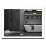 通用 Espejos de Baño con Led Espejo de Pared Antivaho Espejo Interruptor Tactil 3 Niveles de LUZ (800x600mm)