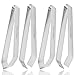 Price comparison product image ZHIYE Fish Bone Tweezers, Stainless Steel Tweezers, Eyebrows, Splinter and Ingrown Hair Removal Tongs Pincers, 4 Pieces Silver Color