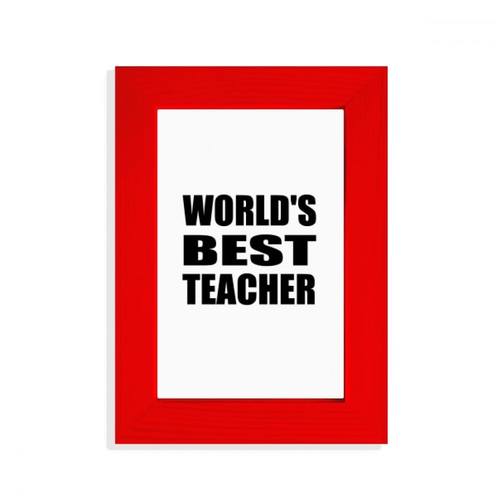 Cadre photo World's Best Teacher souvenir scolaire rouge avec citation inspirante