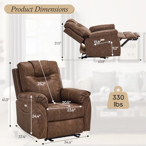 Sillón reclinable eléctrico marrón oscuro miniatura 2