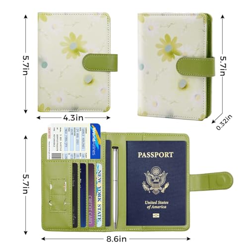 Image of Melsbrinna Rfid Passport Holder for Travel women /Men, Cute Passport Wallet Rfid Blocking Card Slots, Rfid Passport Cover /CaseTravel Wallet, Passport Book Holder (1, floral green)