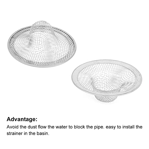 Uxcell Mesh Hole Kitchen Bathroom Basin Sink Drain Strainer 2Pcs Silver Tone #TOP4