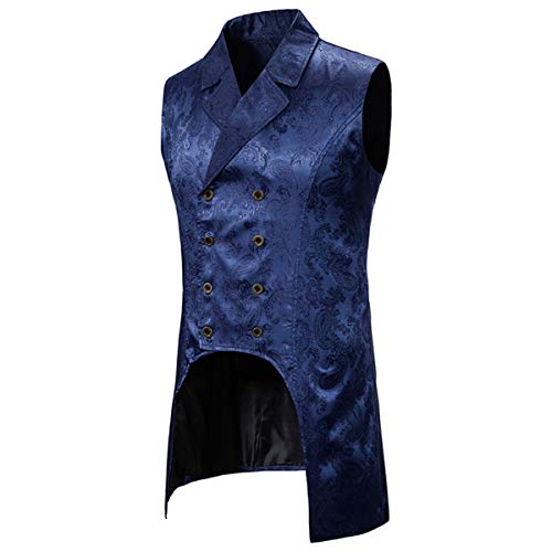 AOWOFS Men's Paisley Fashion Long Vest Casual Button Double Breasted Gothic Steampunk Waistcoat2