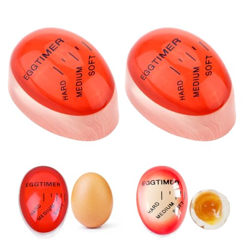 Generic Egg Timer 2 Pack, Color Changing Boil Egg Timer, Reusable Heat Sensitive Cooking Timer for Soft, Medium, Hard Boiled Eggs, Breakfast, Kitchen, Gift