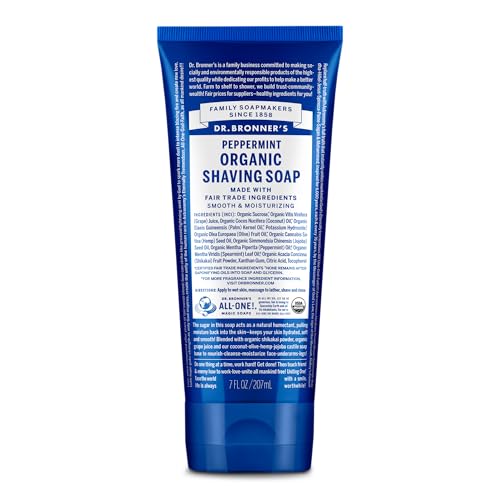 Dr. Bronner's - Organic Shaving Soap (Peppermint, 7 Ounce) - Certified Organic, Sugar and Shikakai Powder, Soothes and Moisturizes for Close Comfortable Shave, Use on Face, Underarms and Legs - image 1