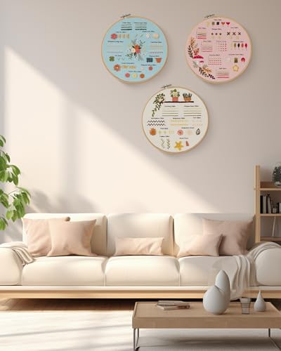 image for Santune 3 Sets Embroidery Kit for Beginners Adults,Learn Over 30 Diffe