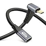 USB Type C 延長ケーブル L字 2m Popolier PD100W/5A 急速充電 USB 3.1 Gen2 10Gbps 4K映像出力 ナイロン編み タイプc 延長 スマートフォン、タブレット、ノートパソコンのタイプｃ機種に対応