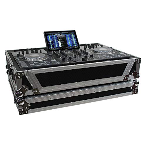 Prox Flight Case For Denon Prime 4 Standalone Dj System With Wheels - Silver On Black Design - Xs-Prime4W #TOP1