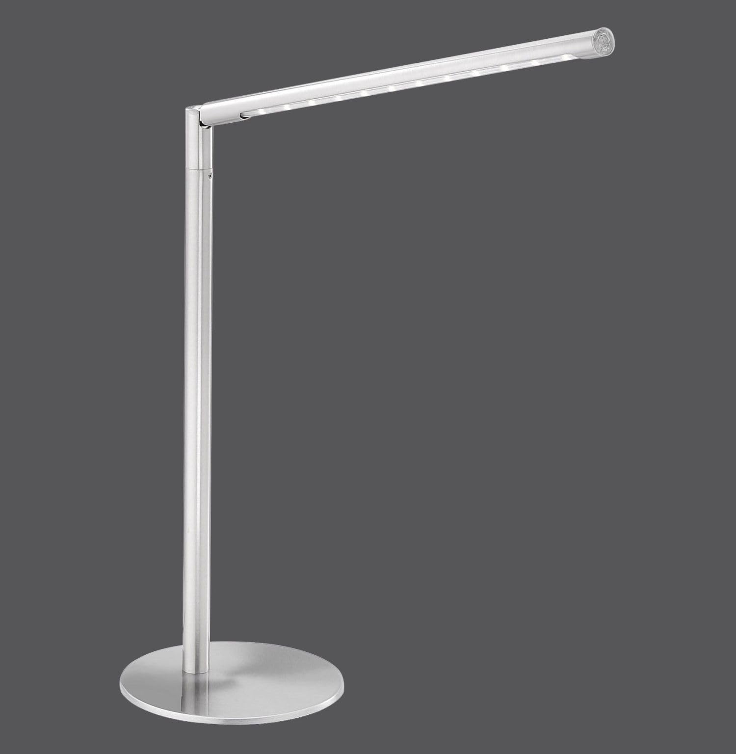 Licht-Erlebnisse LED Tischlampe Metall in Stahl Wohnzimmer Büro Schlafzimmer H:81,5 cm 5 W 590 lm 3000 K Touch dimmbar verstellbare Tischleuchte Schreibtisch RINDOR