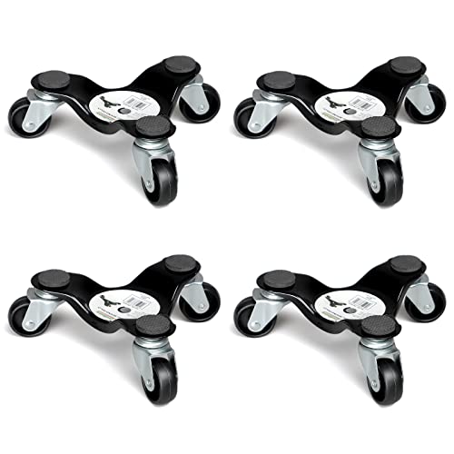 Unibos 6-Inch Steel Tri-Dolly, 3 Wheels Furniture Mover's Dolly, Heavy Furniture Moving Rollers Leg Dolly, Moving Triangle Dolly Swivel Caster, 60 KG Capacity Each Dolly 4 Pack